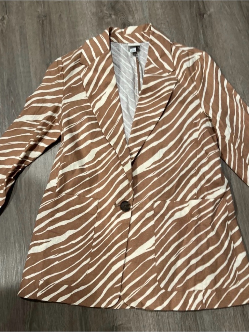 A New Day Striped Brown and White Blazer Relaxed Fit